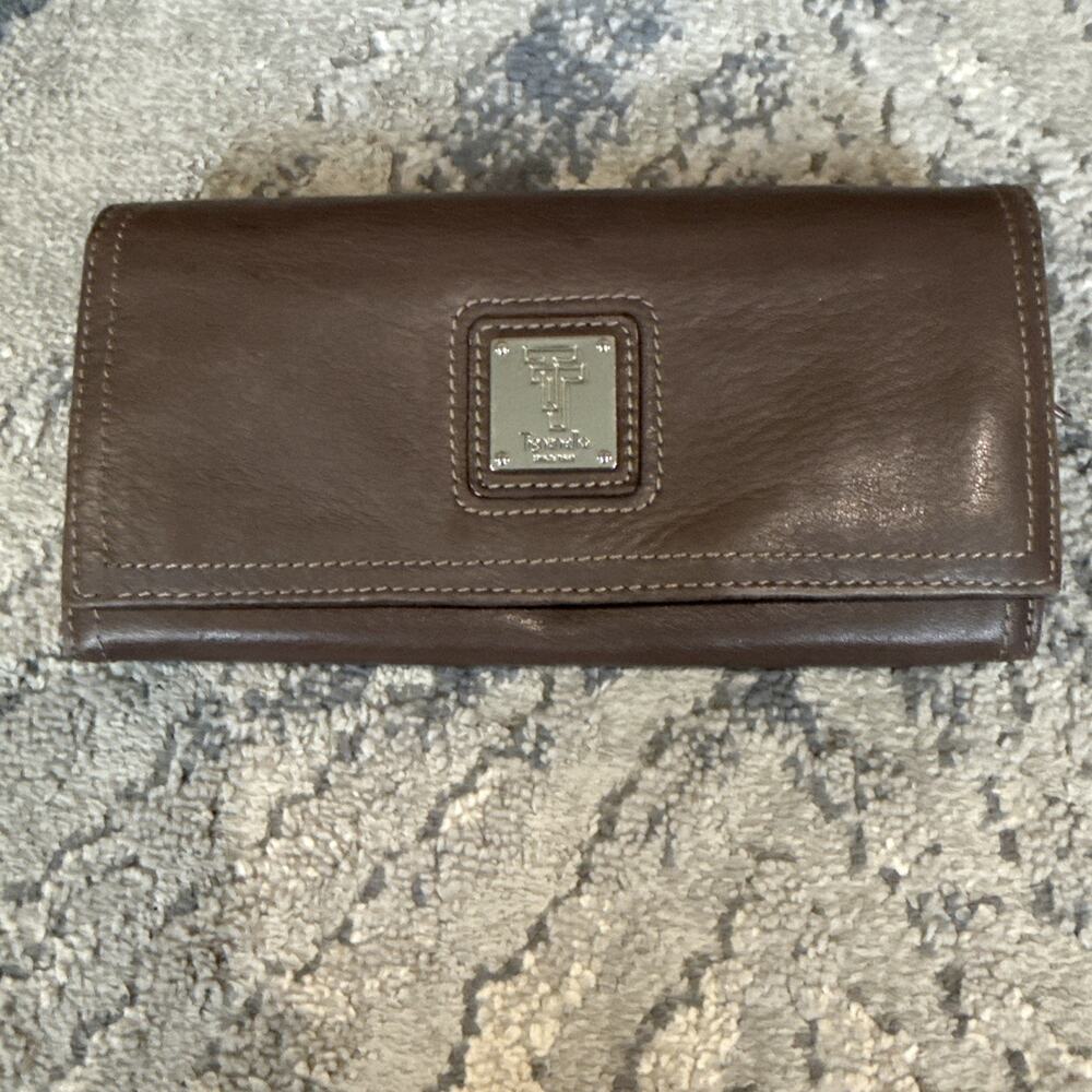 Tignanello Brown Leather Continental Long Wallet Fold over